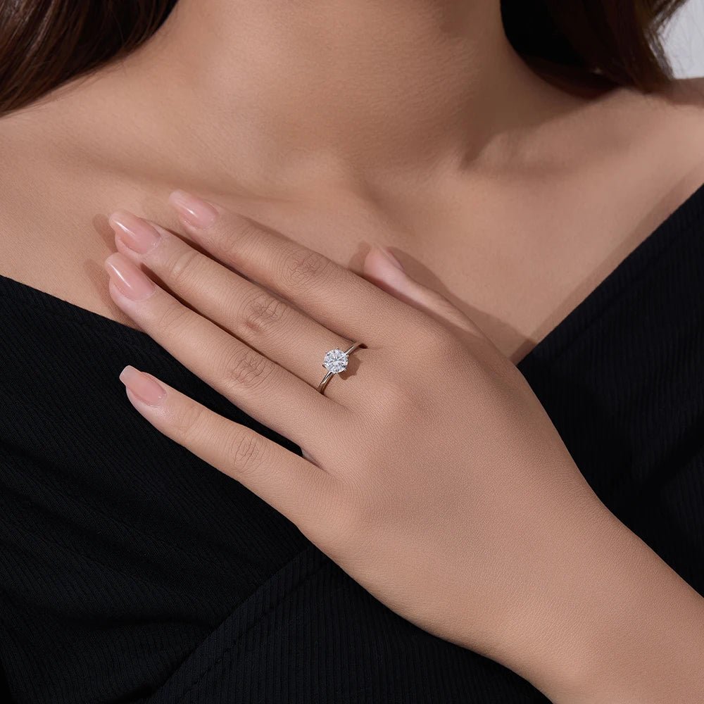 Peishang Wholesale Jewelry 925 Sterling Silver Rhodium Gold Plated Geometric Circle Round 1ct Moissanite Ring for Women Wedding - Obrázek 5