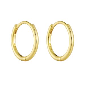 925 Sterling Silver 14K Gold Plated Mini Series Minimalism Geometric Jewelry Simple Huggies 6Mm 7Mm 8Mm 9Mm Hoop Earrings