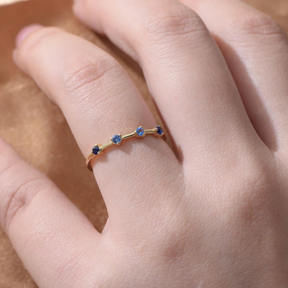 Peishang Factory Custom Topaz Zircon Four Step Ring 14k Gold Plated Jewelry Bulk Stacking 925 Silver Finger Ring for Women - Image 2