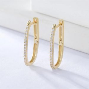 Mini U Geometric 925 Sterling Silver CZ Jewelry Gold Plated Hypoallergenic Horseshoe Zircon Ear Clip Earrings for Ladies Women