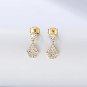 Luxury Jewelry Brand Psj S 925 Sterling Silver 14k Gold Plated Bling Cubic Zirconia Chandelier Earrings for Women Girls